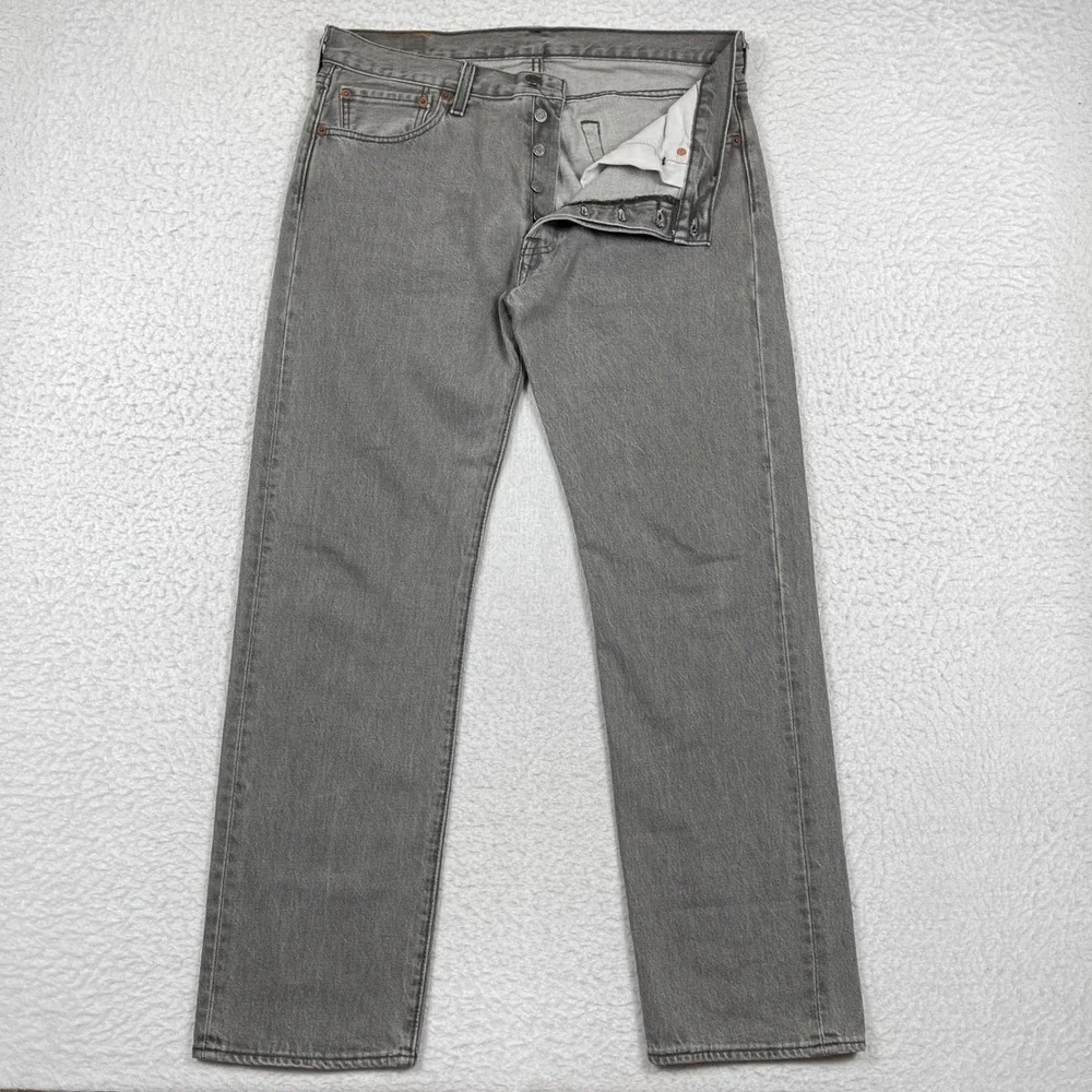 Levis Jeans Mens 33x30 Grey 501 Original Fit Button Fly Classic Streetwear